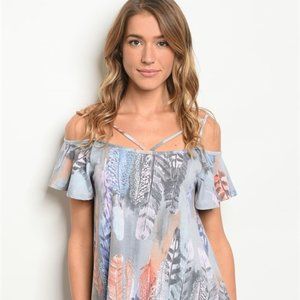 New Junior's Cute Boutique Feather cage top